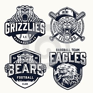 Vintage soccer and baseball clubs logos