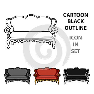 Vintage sofa icon in cartoon style isolated on white background. Furniture and home interior symbol stock vector