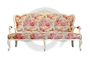 Vintage sofa isolated on white background with working path