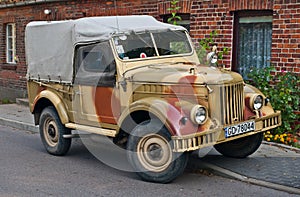 Vintage Soviet Army truck GAZ-69 parked