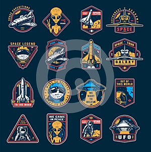 VIntage space colorful emblems set