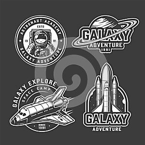 Vintage space exploration emblems set