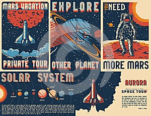 Vintage space posters set