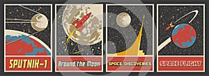 Vintage Space Propaganda Poster Set