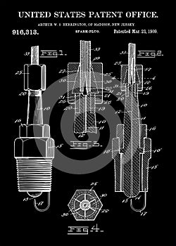 Vintage Spark Plug 1909 Patent