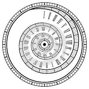 Vintage spiral watch. Roman numerals spiral watch photo