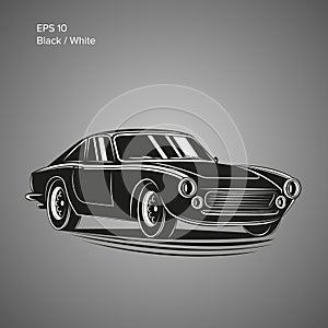 Vintage sport car vector illustration. European classic automobile