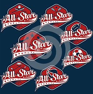 Vintage sports all star crests