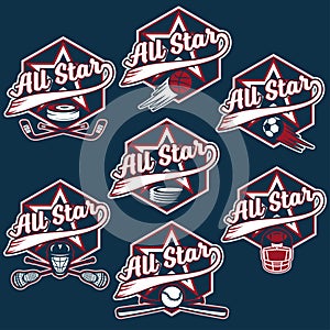 Vintage sports all star crests photo