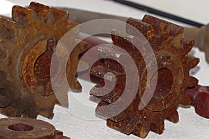 Vintage spur gear with rost photo