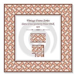 Vintage square 3D frame curve cross geometry wave brick