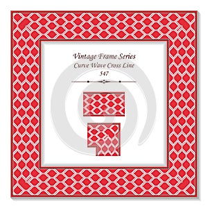 Vintage square 3D frame red curve wave cross line