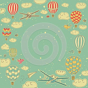 Vintage square frame with texture. Vector illustration with hot