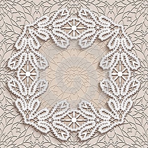 Vintage square lace frame in retro style