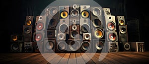 Vintage Stack Of Music Audio Speakers