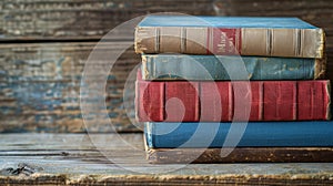 The vintage stacked books.AI generated image