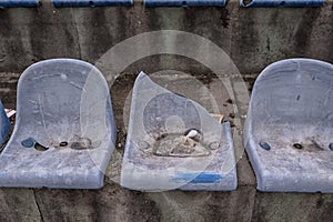 Vintage Stadium Chairs old time not used with dust blue color