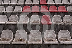 Vintage Stadium Chairs old time not used with dust red and white colors