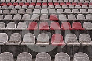 Vintage Stadium Chairs old time not used with dust red and white colors