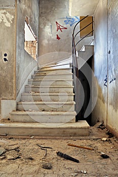 Vintage staircase and dirty floor