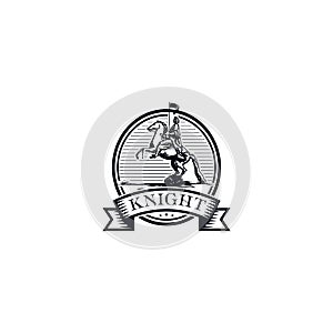 Vintage Stamp Label Knight Horse logo vector design template inspiration idea