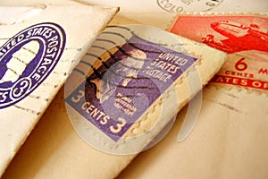 Vintage stamps on envelopes
