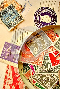 Vintage stamps on envelopes