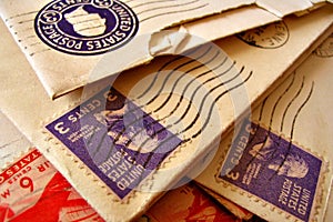 Vintage stamps on envelopes
