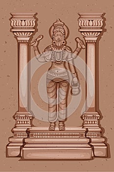 Vintage Statue of Indian God Vishwakarma Sculpture photo