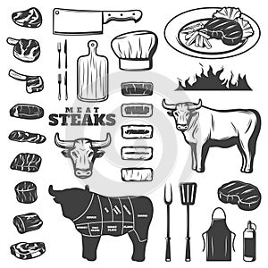 Vintage Steak Icon Set