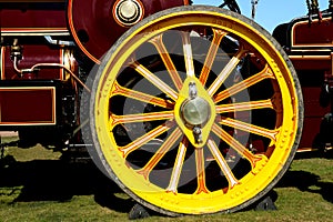 Vintage Steam Engine Wheel Closeup View at a Country Fair
