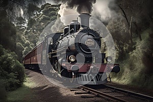 A vintage steam locomotive chugging along a historic railway track.