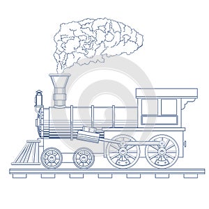 Vintage Steam locomotive vector logo design template. train or transport icon. Vector