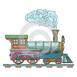 Vintage Steam locomotive vector logo design template. train or transport icon. Vector