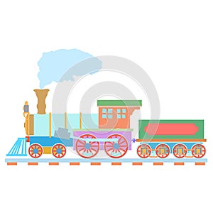 Vintage Steam locomotive vector logo design template. train or transport icon. Vector