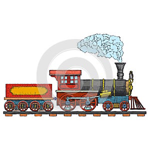 Vintage Steam locomotive vector logo design template. train or transport icon. Vector