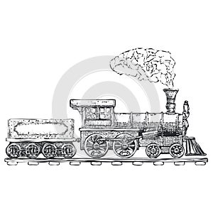 Vintage Steam locomotive vector logo design template. train or transport icon. Vector