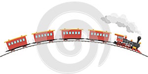 Vintage steam locomotive and wagons vector illustration isolated