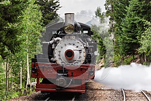 Vintage Steam Train Locomotive Doing a Blowdown