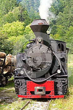 Vintage steam train locomotive - front view