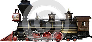 Vintage Steam Train Locomotive Isolated