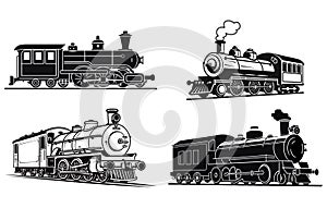Vintage steam train,Retro train, vintage emblem transport Vector illustration