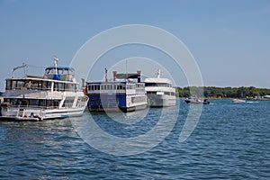 Vintage steamer ships staying in the port Toronto. Untitled