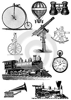 Vintage steampunk clip art set