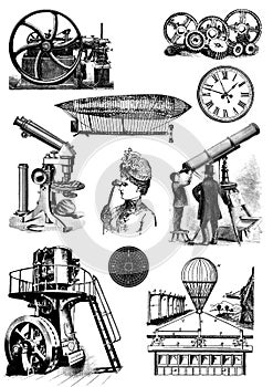 Vintage steampunk clip art set