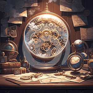 Vintage Steampunk Clock, Elegant Decoration, Nostalgic Timepiece