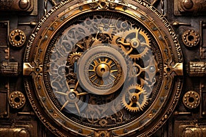 vintage steampunk gears forming a clock face