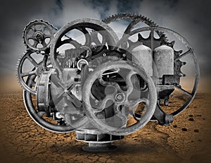 Vintage Steampunk Industrial Machine Background