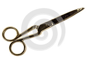 Vintage steel scissors on white background