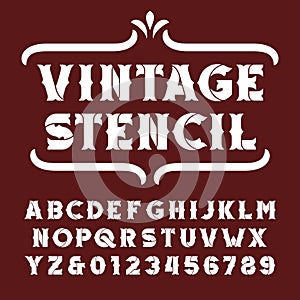 Vintage stencil alphabet font